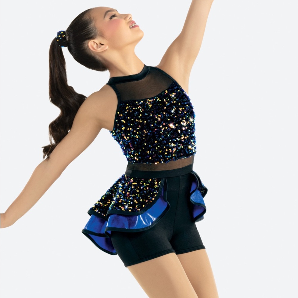 Sparkling Black and Blue Dance Costume